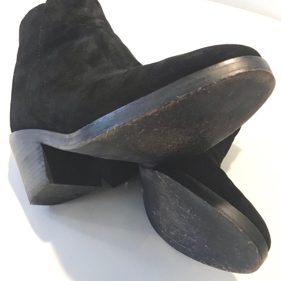 EILEEN FISHER Black Ankle Boots Suede Block Heel 9 - Picture 6 of 6